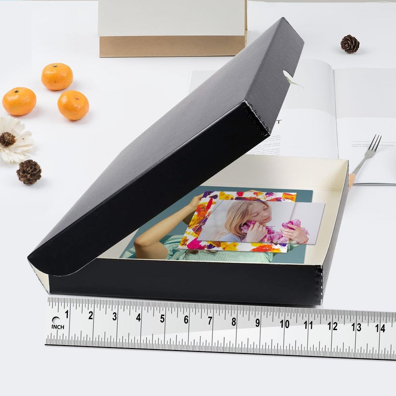 Lineco Folio Storage Box, Clamshell Design with Metal Edge. 11.5x17.5x1.75 Inches, Archival Boxboard, Preserve Photos, Cards, Magazines, Documents, Art, Ephemera, Family Records, Black, Pack of 1 - Image 2